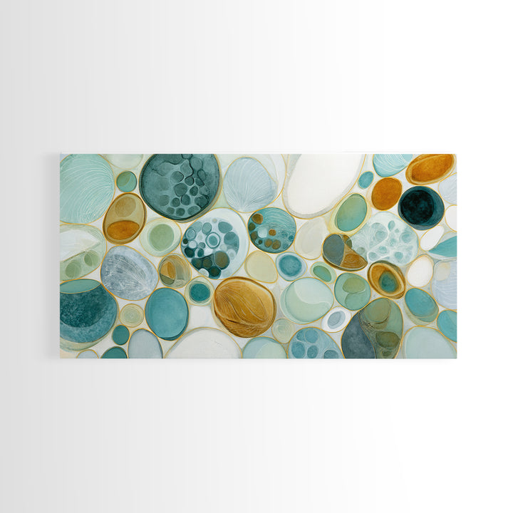 Abstract Cells and Circles as Soothing Pattern Framed Canvas Print, Medical Office Art, Home Decor, Office Decor, Calm, MOA-2x1-1