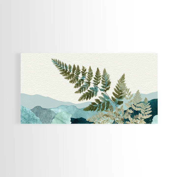 Minimal Green Fern Specimen Framed Canvas Print, Medical Office Art, Educational Poster, Office Decor, Fine Art, Calm, MOA-2x1-100