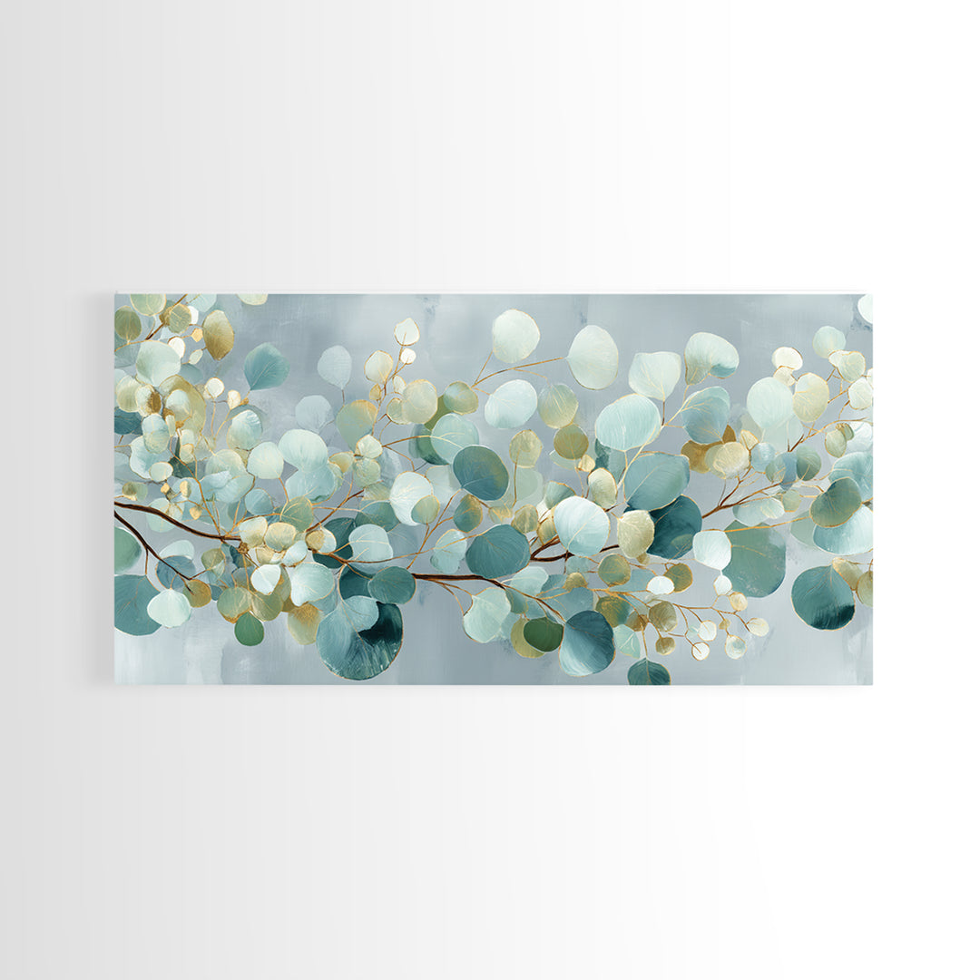 Botanical Eucalyptus Branch Framed Canvas Print, Medical Office Art, Digital Wall Art, Office Decor, Watercolor Art, Calm, MOA-2x1-23