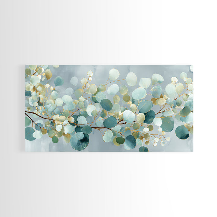 Botanical Eucalyptus Branch Framed Canvas Print, Medical Office Art, Digital Wall Art, Office Decor, Watercolor Art, Calm, MOA-2x1-23