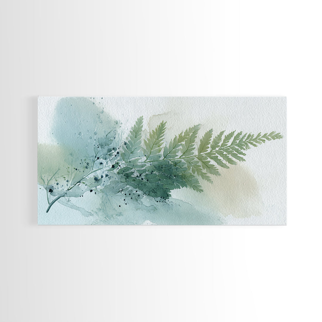 Minimal Green Fern Specimen Framed Canvas Print, Medical Office Art, Minimalist Decor, Office Decor, Calm, Dental Office Decor, MOA-2x1-28