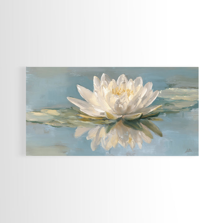 Lotus Flower Floating on Still Water Canvas Print, Medical Office Art, Medical Student Gift, Office Decor, Fine Art, Calm, MOA-2x1-31