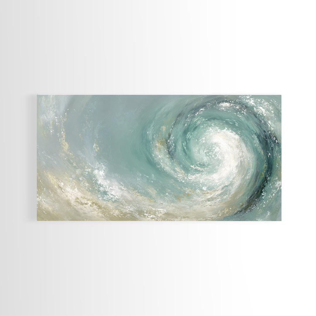 Abstract Healing Spiral Framed Canvas Print, Medical Office Art, Office Decor, Abstract Art, Calm, Teal Wall Art, MOA-2x1-35
