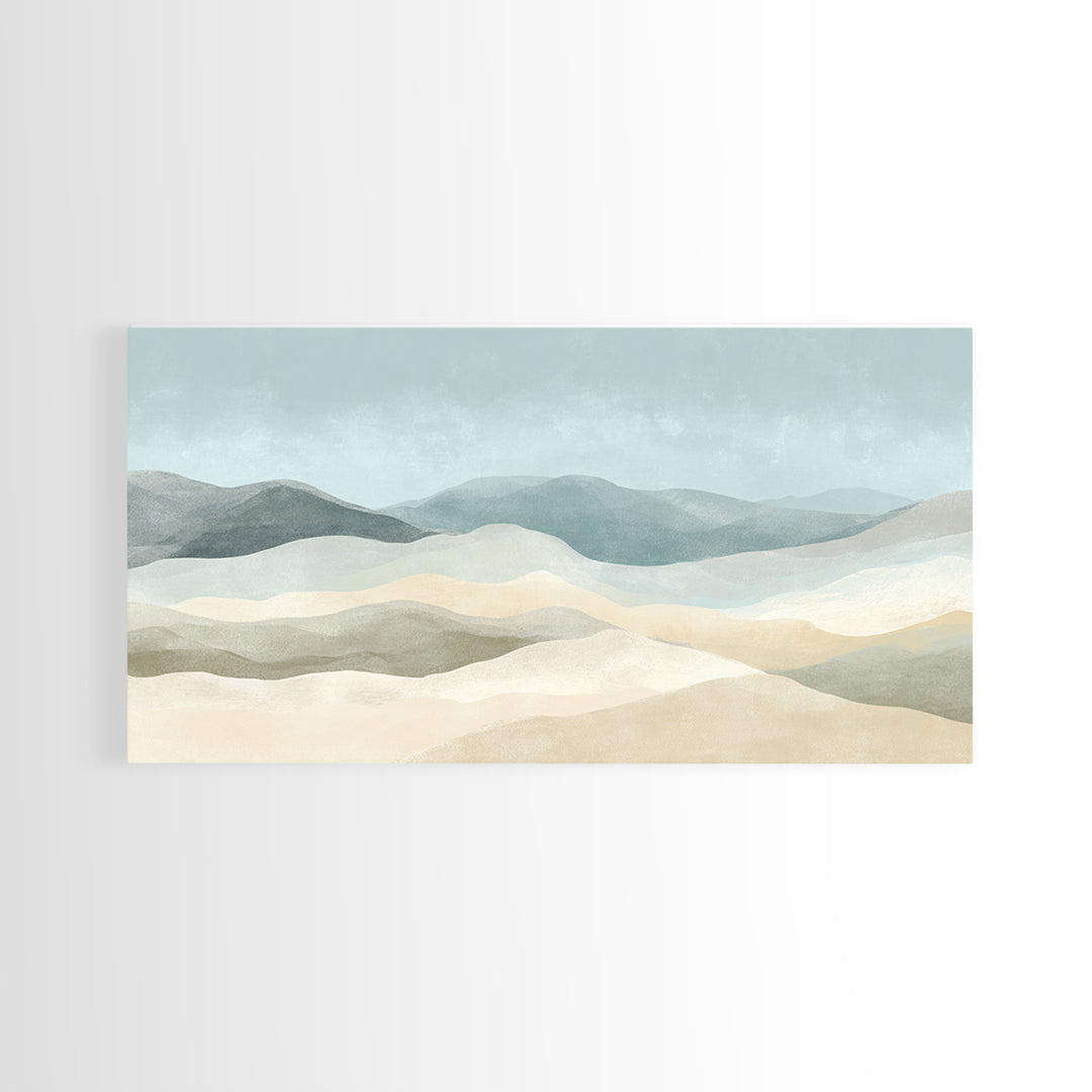 Minimal Sunrise over Rounded Hills Framed Canvas Print, Medical Office Art, Office Decor, Fine Art, Calm, Brain Poster, MOA-2x1-43