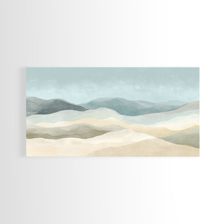 Minimal Sunrise over Rounded Hills Framed Canvas Print, Medical Office Art, Office Decor, Fine Art, Calm, Brain Poster, MOA-2x1-43