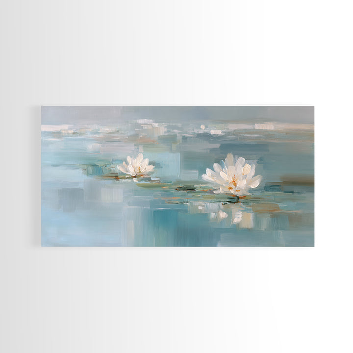 Lotus Flower Floating on Still Water Framed Canvas Print, Medical Office Art, Medical Art, Office Decor, Fine Art, Calm, MOA-2x1-55