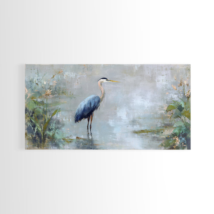 Blue Heron Standing Canvas Print, Medical Office Art, Wall Art, Office Decor, Fine Art, Calm, Printable Card, Medical Art, MOA-2x1-58