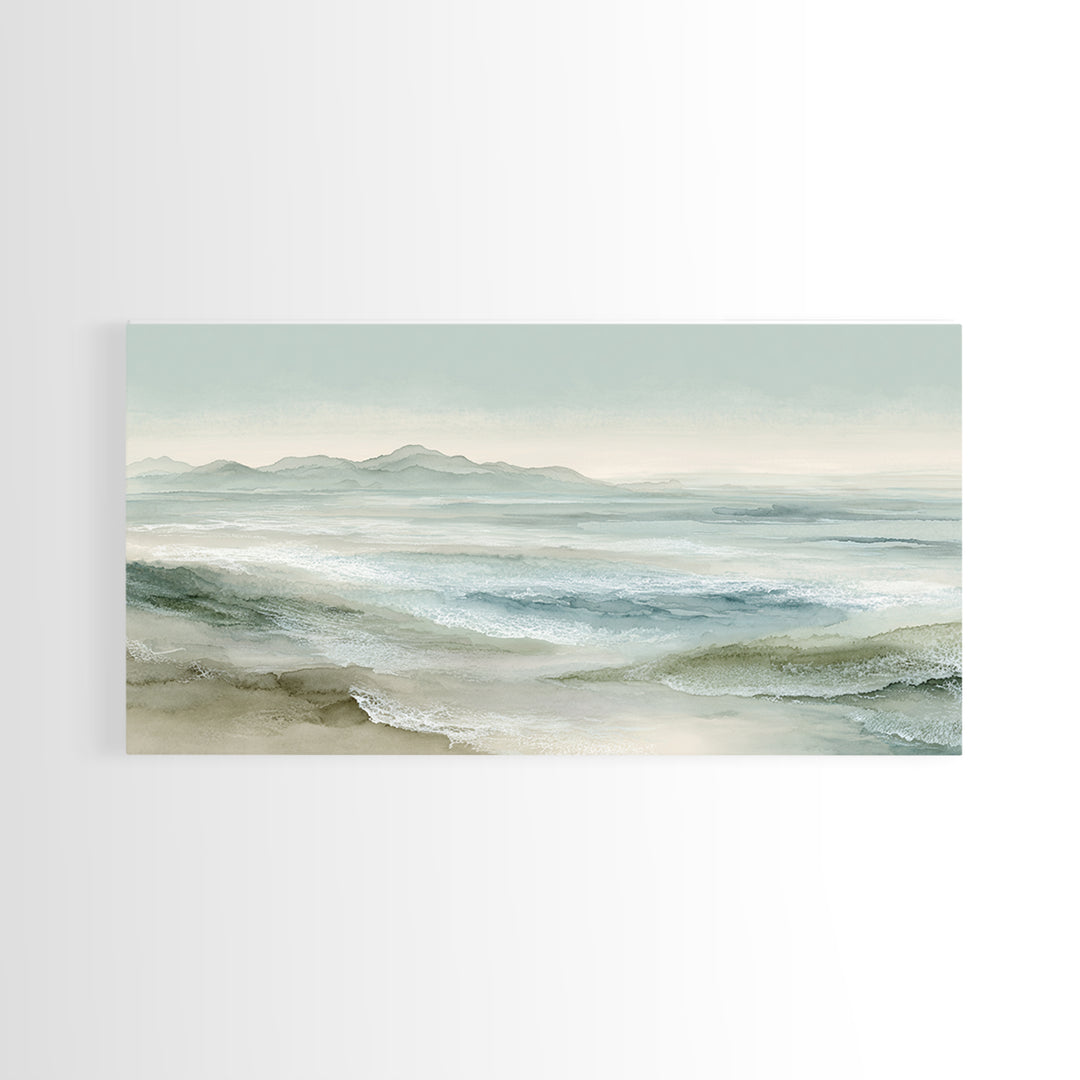Coastal Shells and Water Study Canvas Print, Medical Office Art, Printable Art, Office Decor, Fine Art, Calm, Medical Wall Art, MOA-2x1-64