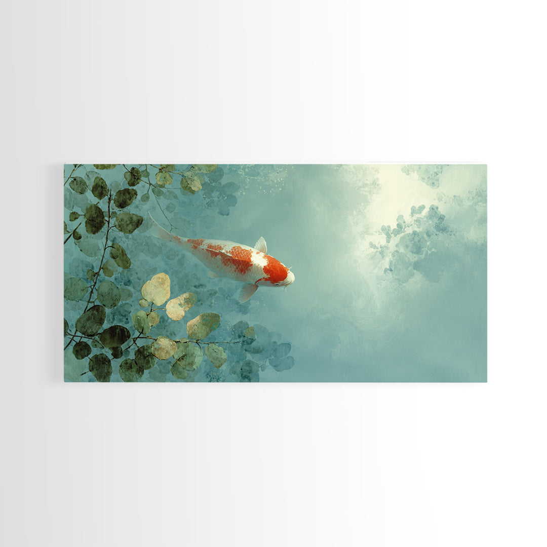Calm Koi Fish Swimming Through Clear Water Canvas Print, Medical Office Art, Office Decor, Watercolor Art, Calm, MOA-2x1-66