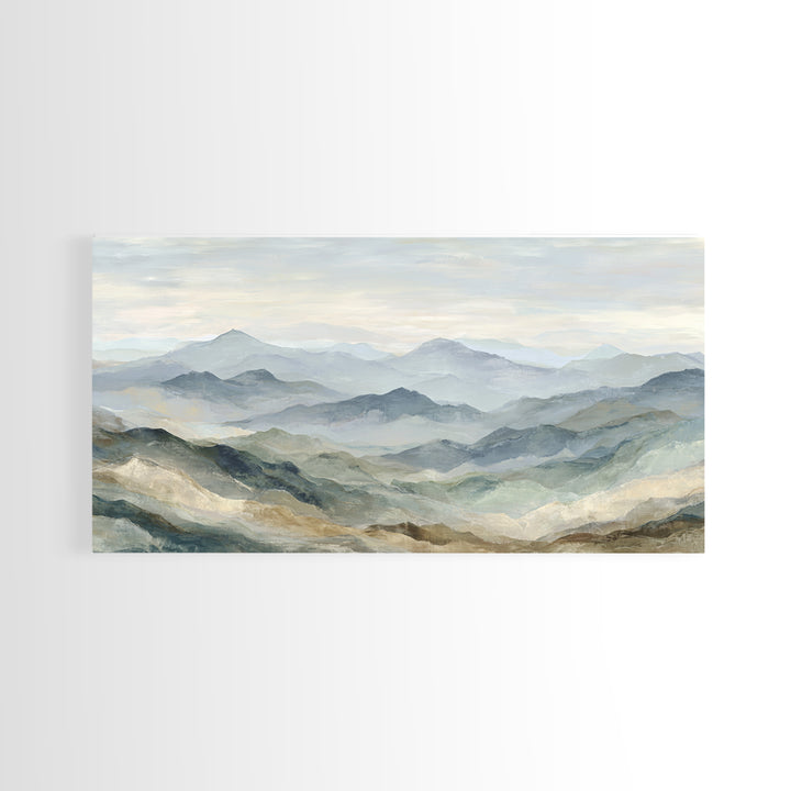 Soft Mountain Landscape Canvas Print, Medical Office Art, Digital Art, Office Decor, Oil Painting, Calm, Medical Decor, MOA-2x1-70