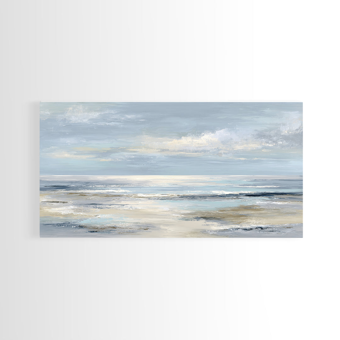 Peaceful Ocean Horizon Framed Canvas Print, Medical Office Art, Minimalist Art, Office Decor, Calm, Educational Poster, MOA-2x1-72