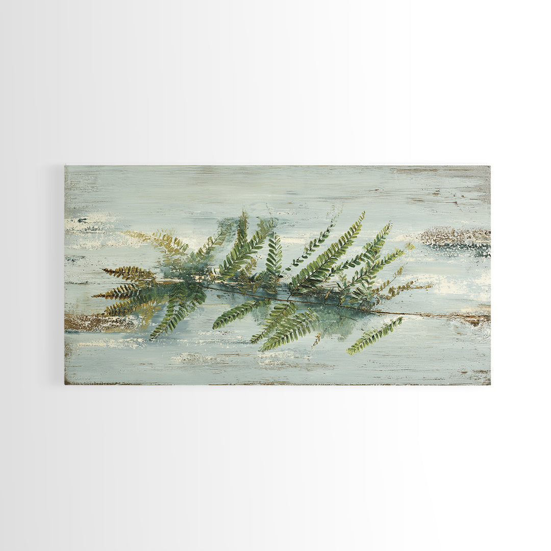 Minimal Green Fern Specimen Canvas Print, Medical Office Art, Medical Decor, Office Decor, Fine Art, Calm, Science Art, MOA-2x1-76