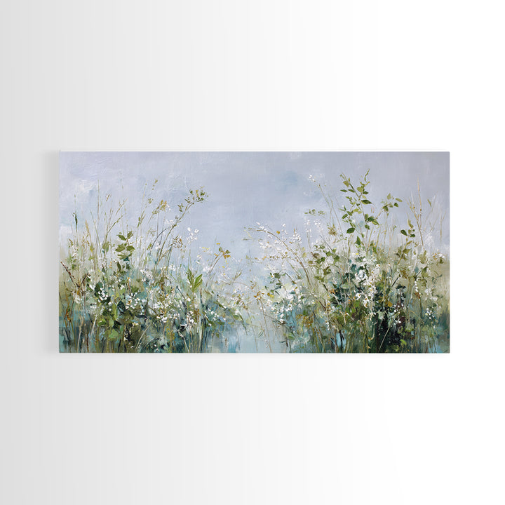 Sunlit Meadow with Wildflowers and Calm Mood Framed Canvas Print, Medical Office Art, Anatomy Wall Art, Office Decor, MOA-2x1-80