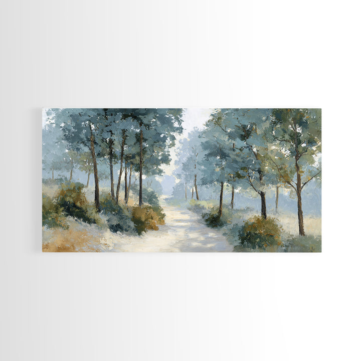 Gentle Forest Path Framed Canvas Print, Medical Office Art, Teal Wall Art, Office Decor, Fine Art, Calm, Anatomy Art, MOA-2x1-85