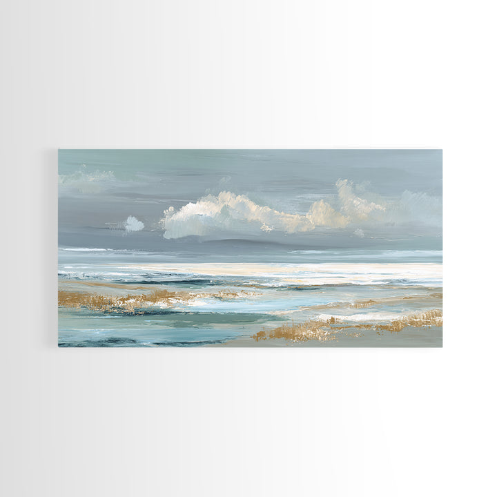 Coastal Shells and Water Study Framed Canvas Print, Medical Office Art, Printable Card, Office Decor, Fine Art, Calm, MOA-2x1-88