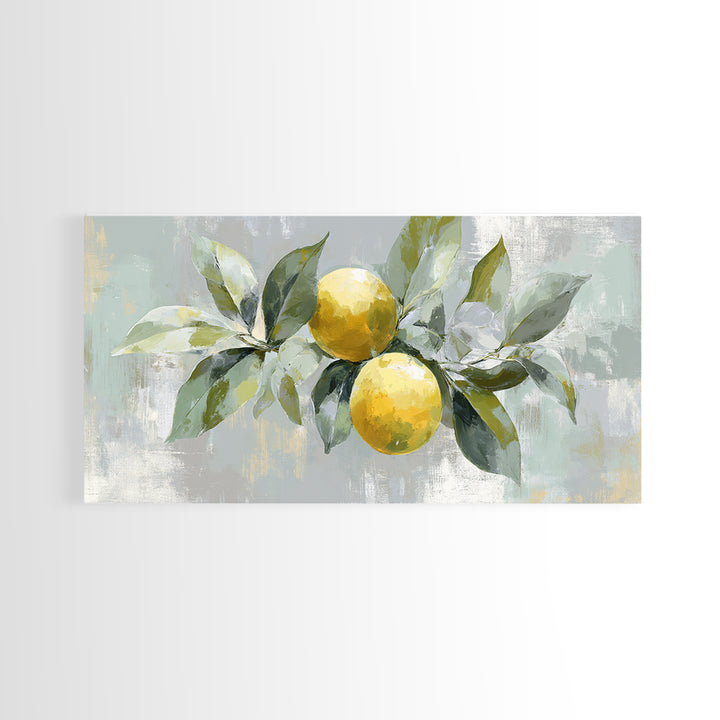 Fresh Citrus and Leaves for Bright Optimism Framed Canvas Print, Medical Office Art, Medical Art, Office Decor, Oil Painting, MOA-2x1-92