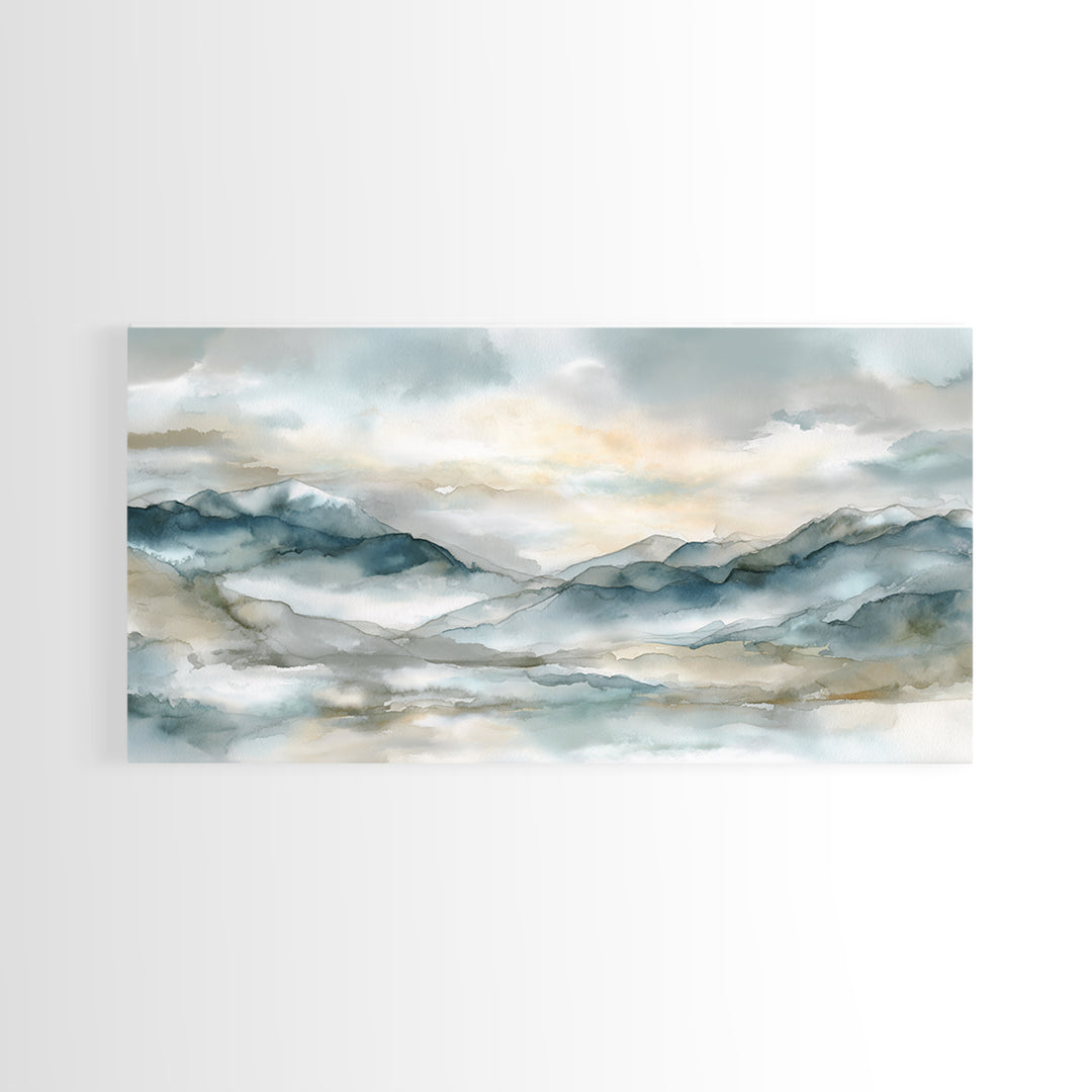 Soft Mountain Landscape Canvas Print, Medical Office Art, Digital Art, Office Decor, Oil Painting, Calm, Medical Decor, MOA-2x1-94