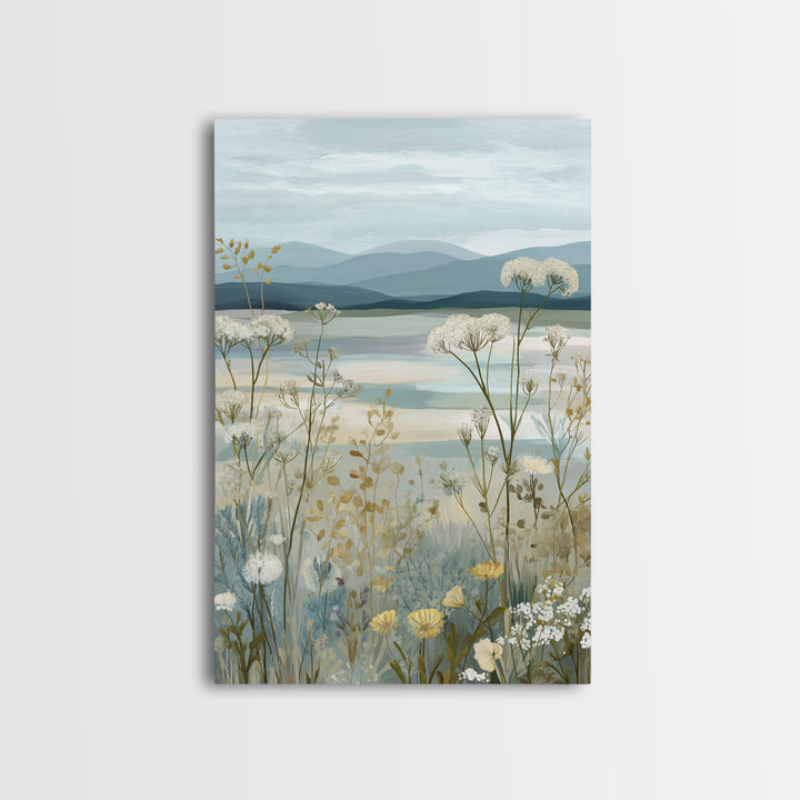 Sunlit Meadow with Wildflowers and Calm Mood Canvas Print, Medical Office Art, Neuroscience Art, Office Decor, Calm, MOA-2x3-44