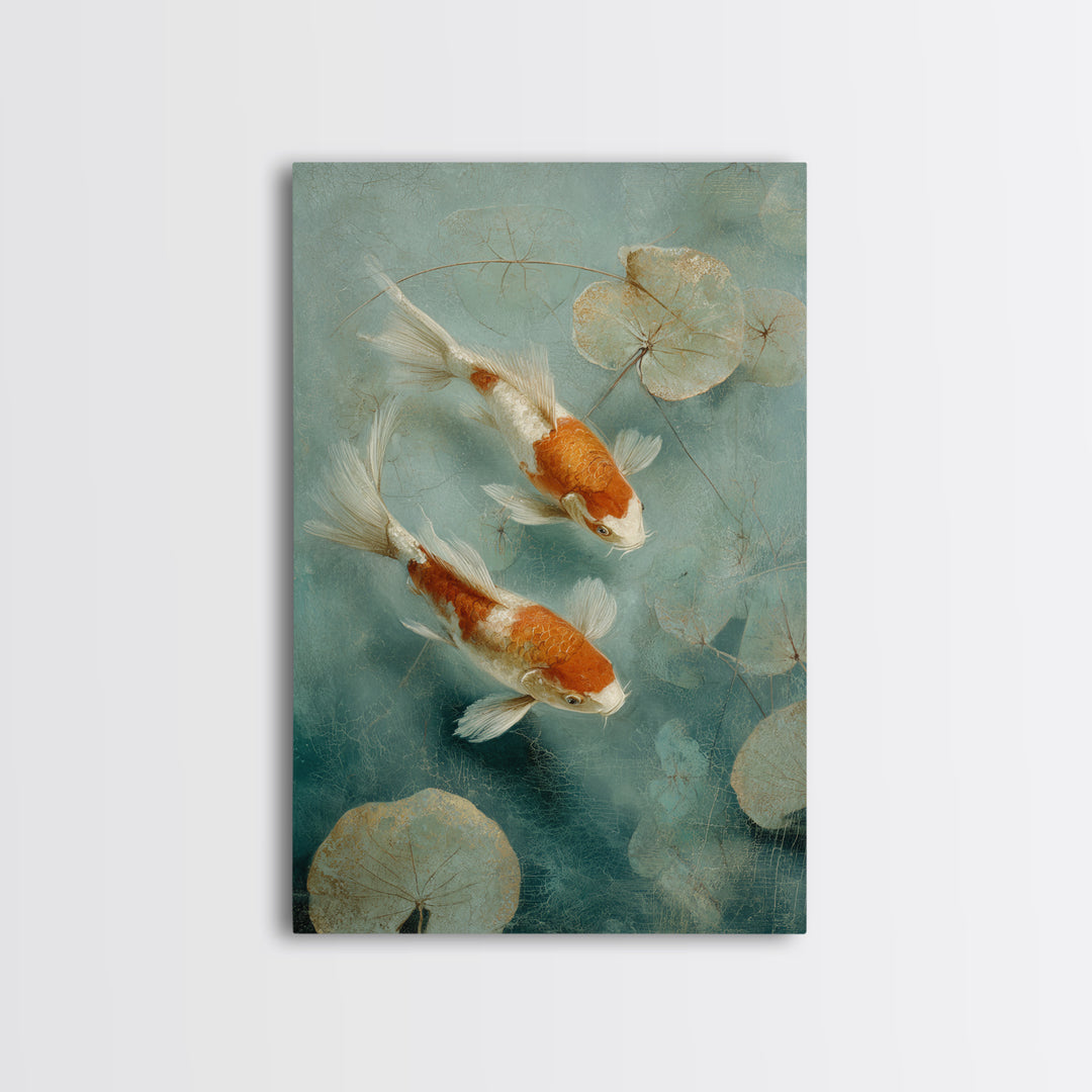 Calm Koi Fish Swimming Through Clear Water Canvas Print, Medical Office Art, Minimalist Decor, Office Decor, Fine Art, Calm, MOA-2x3-54