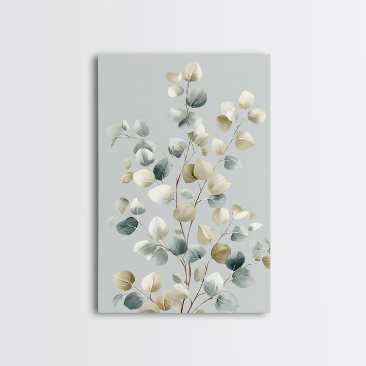 Botanical Eucalyptus Branch Framed Canvas Print, Medical Office Art, Digital Art, Office Decor, Watercolor Art, Calm, MOA-2x3-59