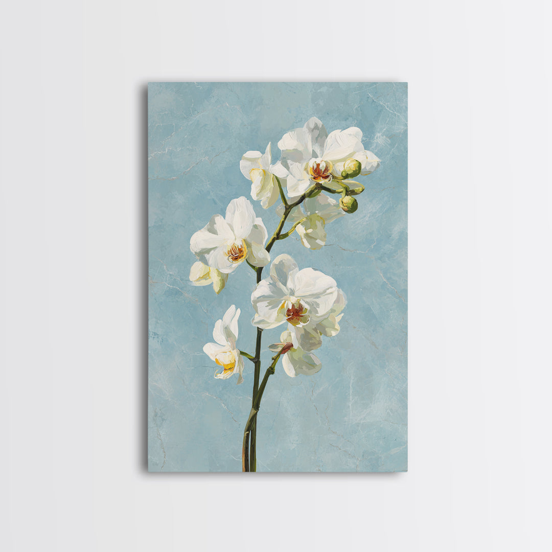 White Orchid on Gray Stone Surface Canvas Print, Medical Office Art, Digital Wall Art, Office Decor, Calm, Healthcare Wall Art, MOA-2x3-62