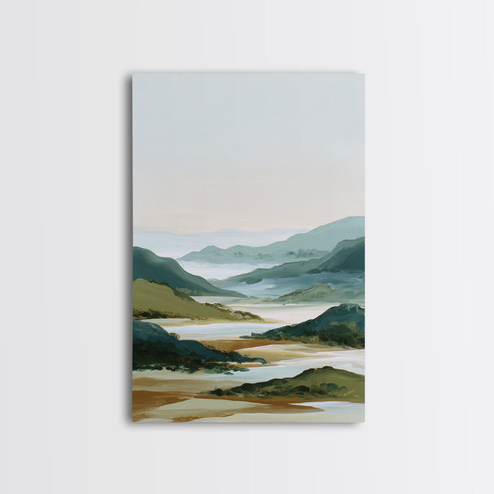 Minimal Sunrise over Rounded Hills Canvas Print, Medical Office Art, Brain Art, Office Decor, Fine Art, Calm, Boho Decor, MOA-2x3-7