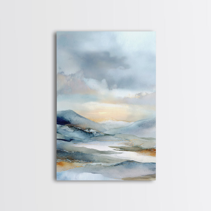Soft Mountain Landscape Canvas Print, Medical Office Art, Office Decor, Watercolor Art, Calm, Brain Poster, Healthcare Wall Art, MOA-2x3-82