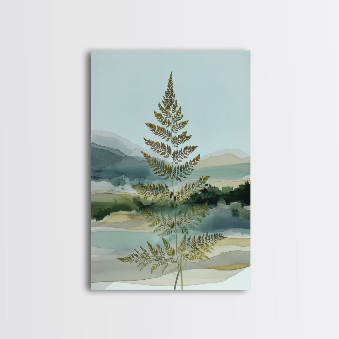 Minimal Green Fern Specimen Framed Canvas Print, Medical Office Art, Printable Art, Office Decor, Calm, Medical Wall Art, MOA-2x3-88