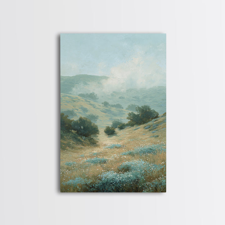 Sunlit Meadow with Wildflowers and Calm Mood Framed Canvas Print, Medical Office Art, Gallery Decor, Office Decor, Calm, MOA-2x3-92