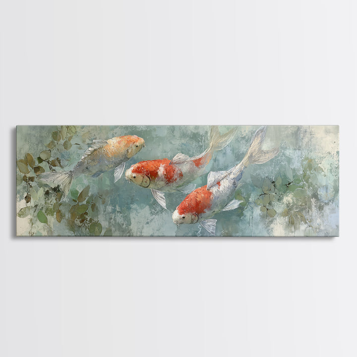 Calm Koi Fish Swimming Through Clear Water Canvas Print, Medical Office Art, Neuroscience Art, Office Decor, Fine Art, Calm, MOA-3x1-14