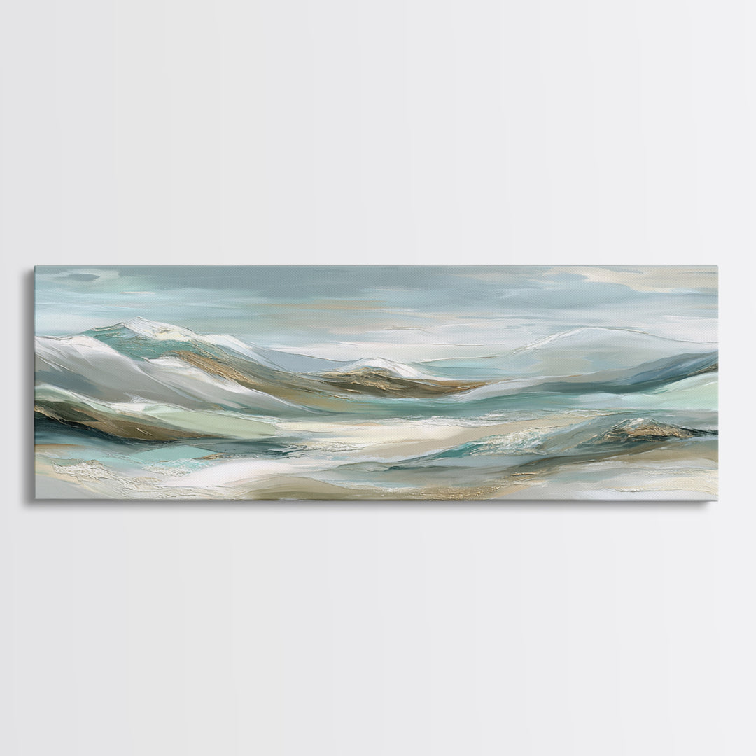 Soft Mountain Landscape Framed Canvas Print, Medical Office Art, Minimalist Art, Office Decor, Calm, Educational Poster, MOA-3x1-18