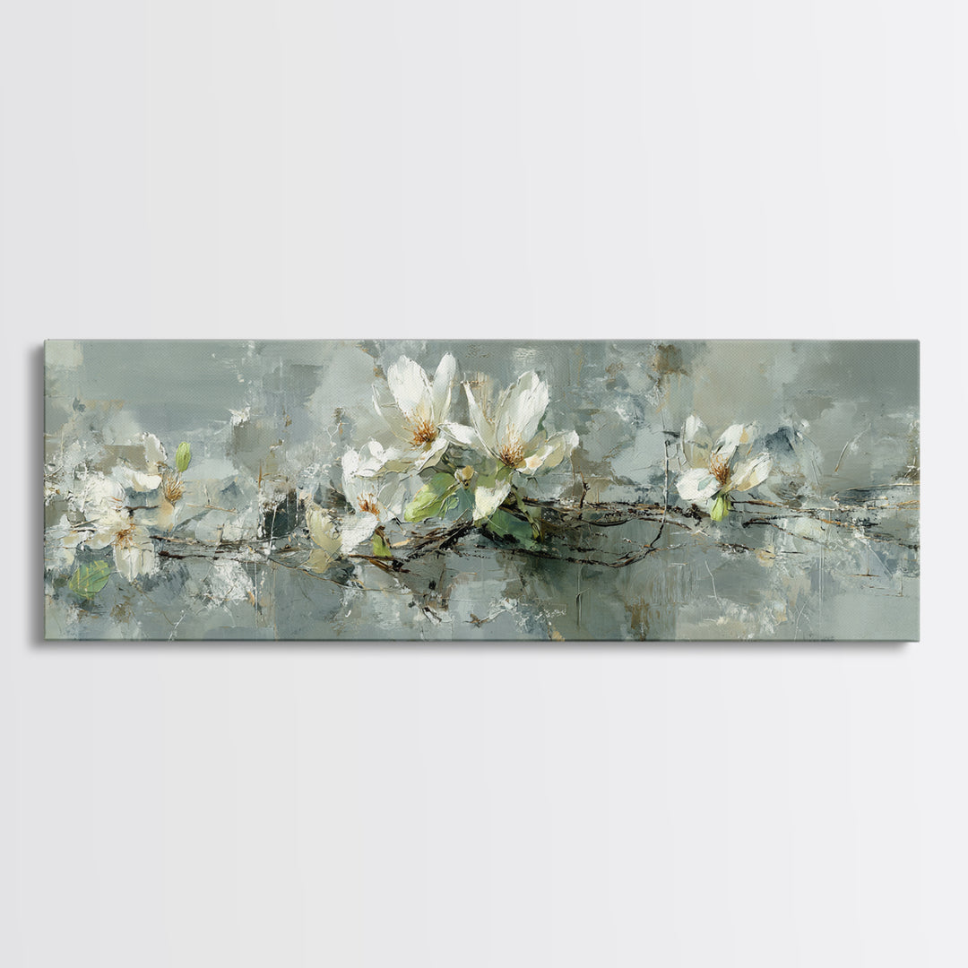 White Orchid on Gray Stone Surface Canvas Print, Medical Office Art, Medical Decor, Office Decor, Fine Art, Calm, Science Art, MOA-3x1-46