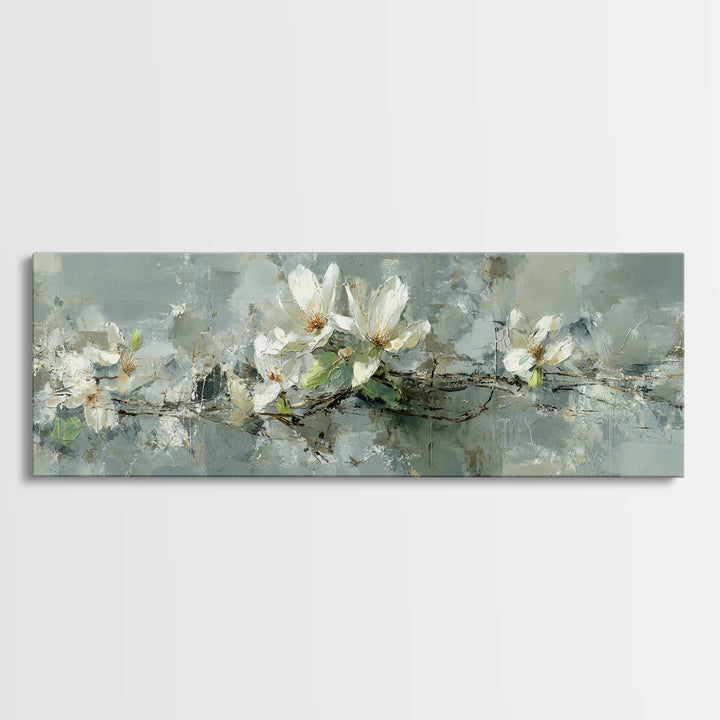 White Orchid on Gray Stone Surface Canvas Print, Medical Office Art, Medical Decor, Office Decor, Fine Art, Calm, Science Art, MOA-3x1-46