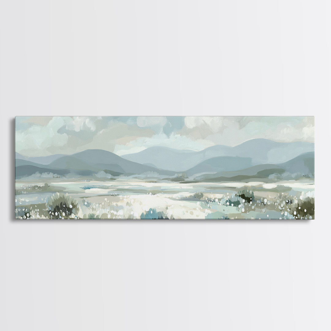 Sunlit Meadow with Wildflowers and Calm Mood Framed Canvas Print, Medical Office Art, Room Decor, Office Decor, Fine Art, Calm, MOA-3x1-52