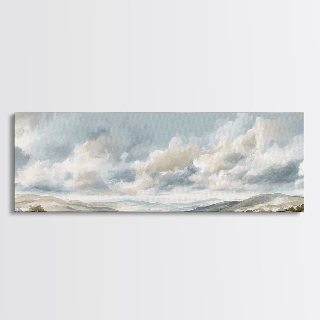 Large Neutral Landscape Framed Canvas Print, Medical Office Art, Textured Painting, Office Decor, Oil Painting, Calm, MOA-3x1-56