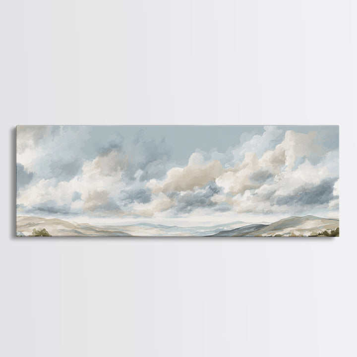 Large Neutral Landscape Framed Canvas Print, Medical Office Art, Textured Painting, Office Decor, Oil Painting, Calm, MOA-3x1-56