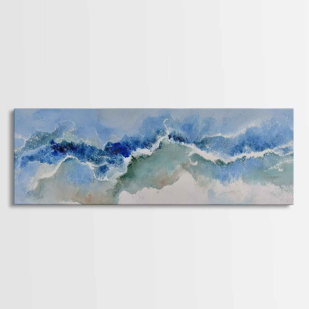 Calming Blue Abstract Canvas Print, Medical Office Art, Brain Art, Office Decor, Abstract Art, Calm, Boho Decor, MOA-3x1-65