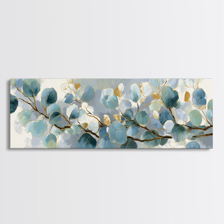 Botanical Eucalyptus Branch Framed Canvas Print, Medical Office Art, Medical Student Gift, Office Decor, Fine Art, Calm, MOA-3x1-67