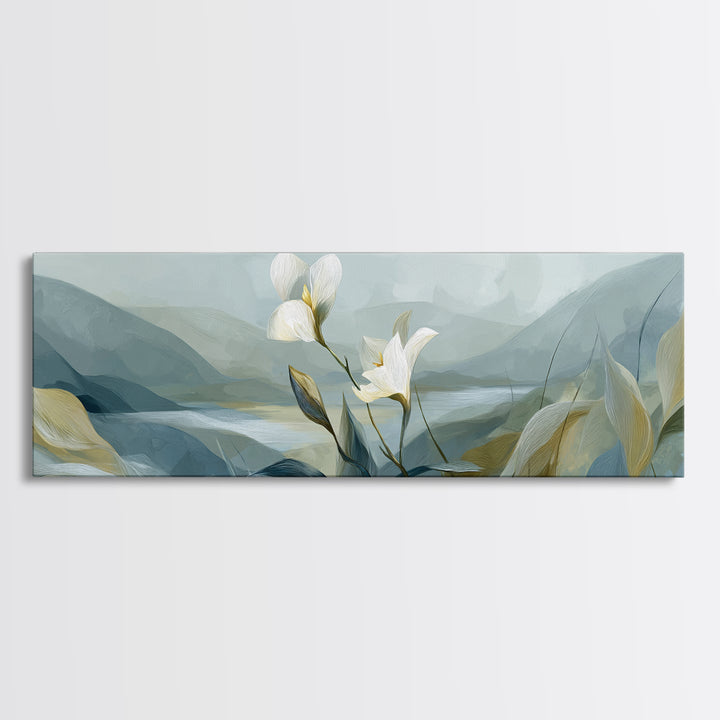 White Orchid on Gray Stone Surface Canvas Print, Medical Office Art, Art Print, Office Decor, Oil Painting, Calm, Printable Art, MOA-3x1-70