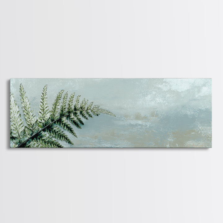 Minimal Green Fern Specimen Framed Canvas Print, Medical Office Art, Wall Art, Office Decor, Fine Art, Calm, Printable Card, MOA-3x1-72