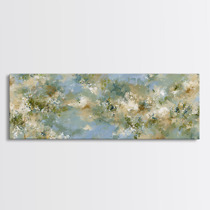 Sunlit Meadow with Wildflowers and Calm Mood Canvas Print, Medical Office Art, Home Decor, Office Decor, Oil Painting, Calm, MOA-3x1-76