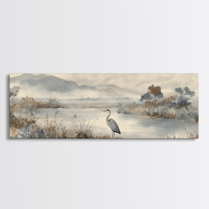 Blue Heron Standing Canvas Print, Medical Office Art, Wall Decor, Office Decor, Fine Art, Calm, Medical Office Decor, MOA-3x1-78