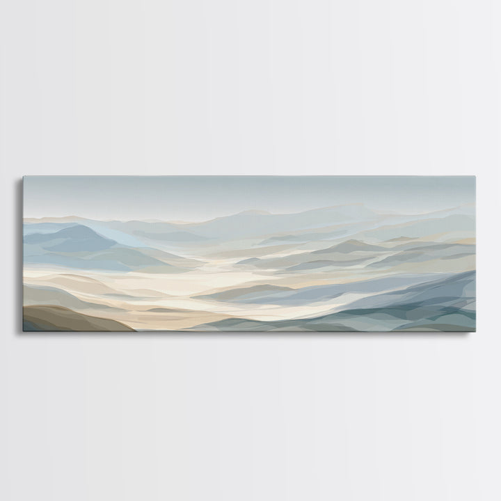 Minimal Sunrise over Rounded Hills Framed Canvas Print, Medical Office Art, Printable Art, Office Decor, Fine Art, Calm, MOA-3x1-87