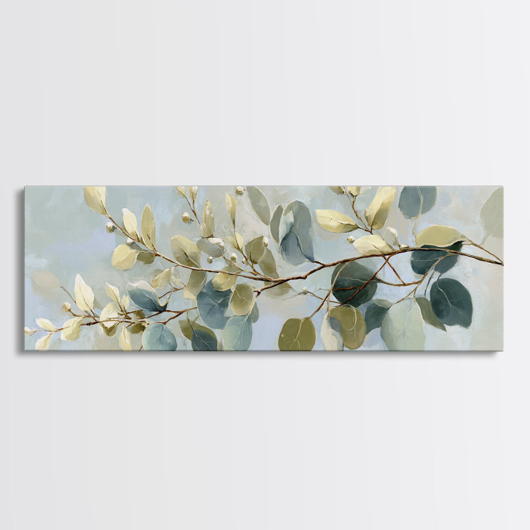 Botanical Eucalyptus Branch Canvas Print, Medical Office Art, Room Decor, Office Decor, Fine Art, Calm, Medical Student Gift, MOA-3x1-91