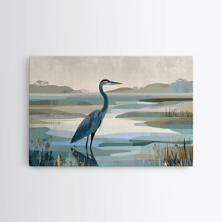 Blue Heron Standing Framed Canvas Print, Medical Office Art, Medical Student Gift, Office Decor, Fine Art, Calm, Anatomy Poster, MOA-3x2-18