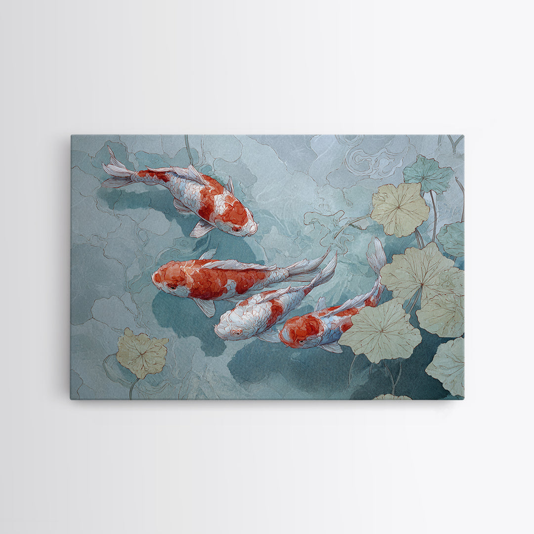 Calm Koi Fish Swimming Through Clear Water Framed Canvas Print, Medical Office Art, Printable Wall Art, Office Decor, Calm, MOA-3x2-2