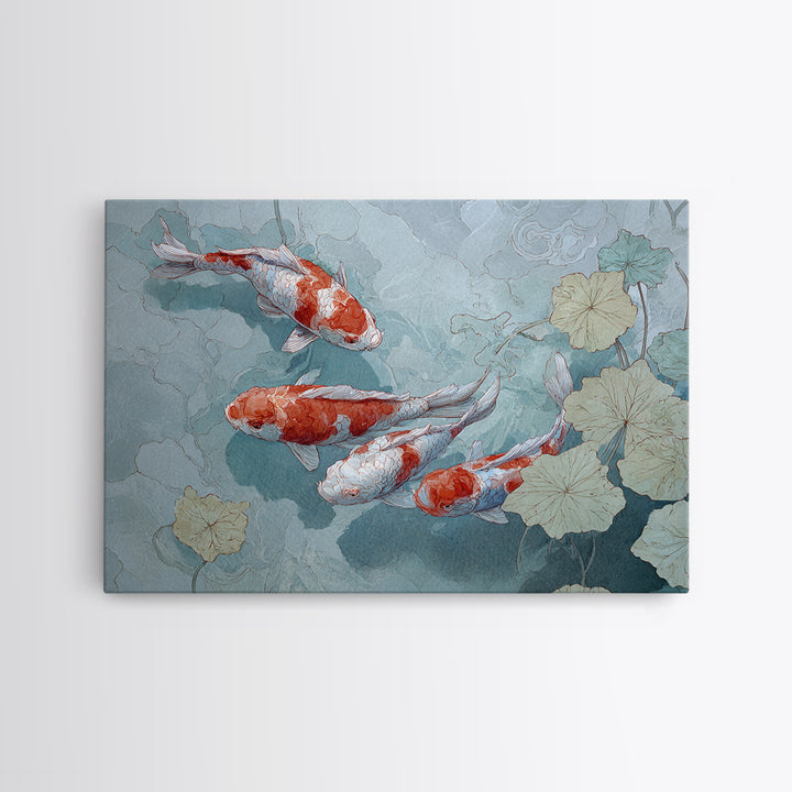 Calm Koi Fish Swimming Through Clear Water Framed Canvas Print, Medical Office Art, Printable Wall Art, Office Decor, Calm, MOA-3x2-2