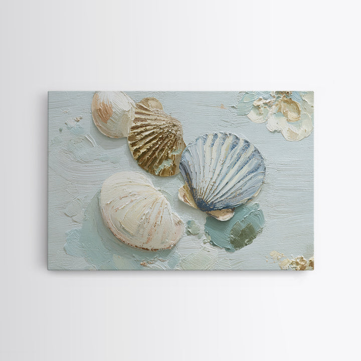 Coastal Shells and Water Study Framed Canvas Print, Medical Office Art, Medical Decor, Office Decor, Calm, Science Art, MOA-3x2-24