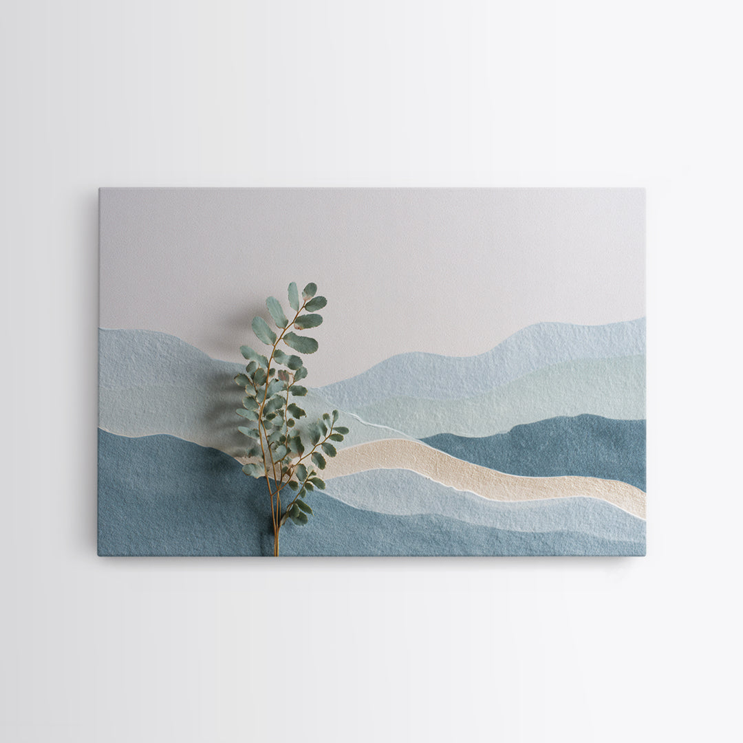 Minimal Green Fern Specimen Framed Canvas Print, Medical Office Art, Healthcare Wall Art, Office Decor, Fine Art, Calm, MOA-3x2-36