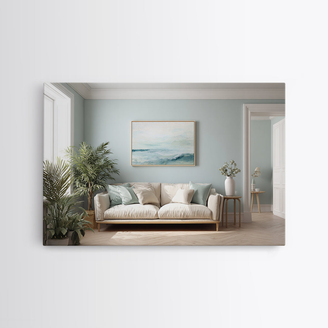 Calming Blue Abstract Framed Canvas Print, Medical Office Art, Medical Wall Art, Office Decor, Fine Art, Calm, Neutral Decor, MOA-3x2-5